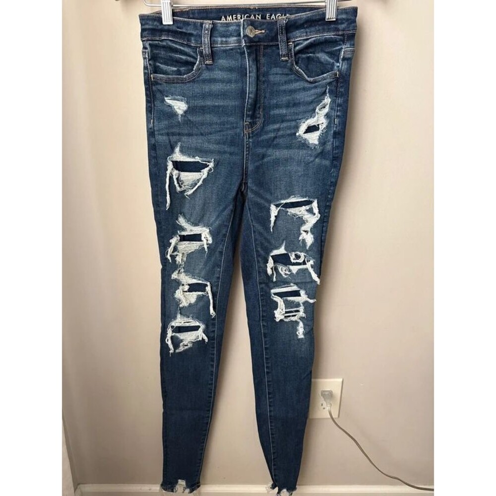 American Eagle High-Rise Ripped Jegging Dark Wash Size 4 X-Long